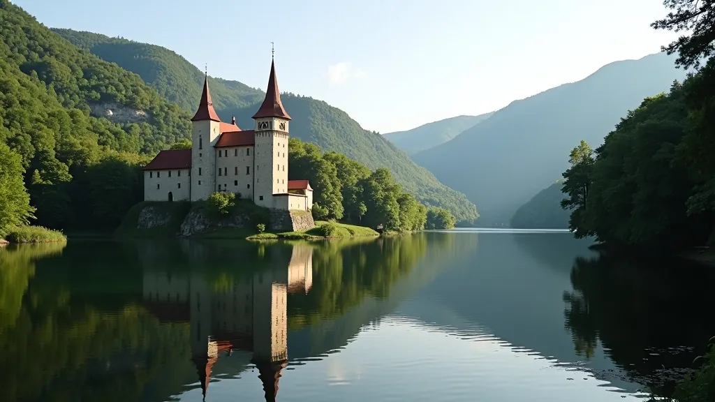 Lielvārdes pils skats no upes puses, stāvkrasti, meža apkārtne